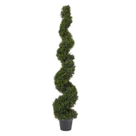 PERFECTPILLOWS 5 ft. Faux Boxwood Realistic & Lifelike Plastic Spiral Topiary Arrangement & Weighted Pot PE2030640